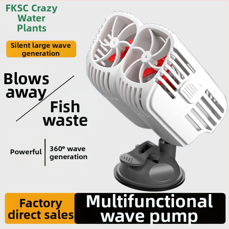 Dviejų galvų bangų siurblys akvariumui, 360° tylus srautas, su siurbtukais