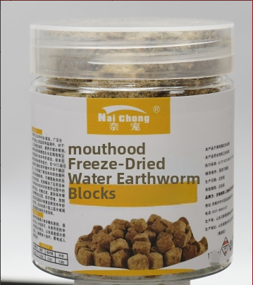 Akvaariumi kala toit — Freeze-dried water earthworms, Naichong; päritolu: Liaocheng, Shandong; tüüp: akvaariumi koduloomatoit; importimine: Ei