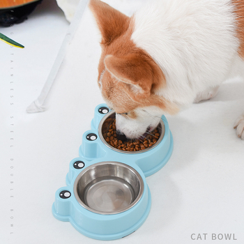 Διπλά μπολ για γάτες και σκύλους, ανοξείδωτο ατσάλι, αντιολισθητικά, Amor μάρκα — σκεύη τροφής κατοικίδιων