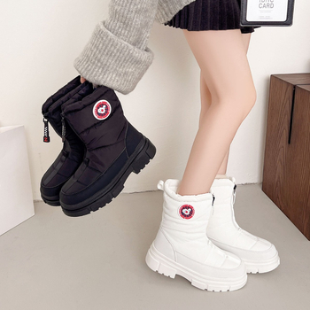 Sieviešu ziemas augstās sniega zābaki, vidēja augšējā daļa, apaļa purngala, sānu rāvējslēdzējs, iekšpuse no mākslīgā pūļa