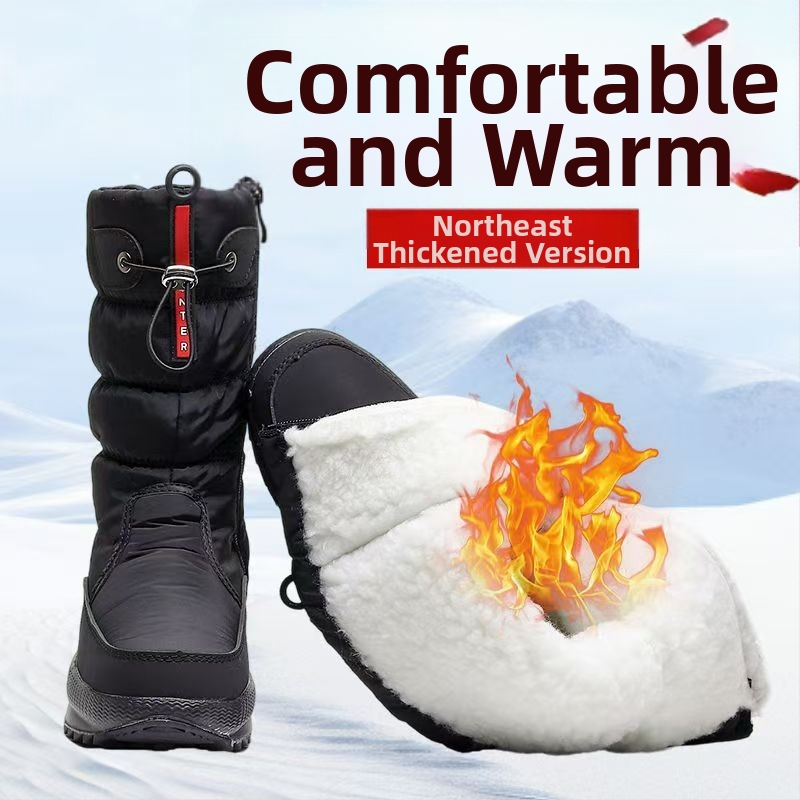 Sieviešu ziemas augstās sniega zābaki, vidēja augšējā daļa, apaļa purngala, sānu rāvējslēdzējs, iekšpuse no mākslīgā pūļa