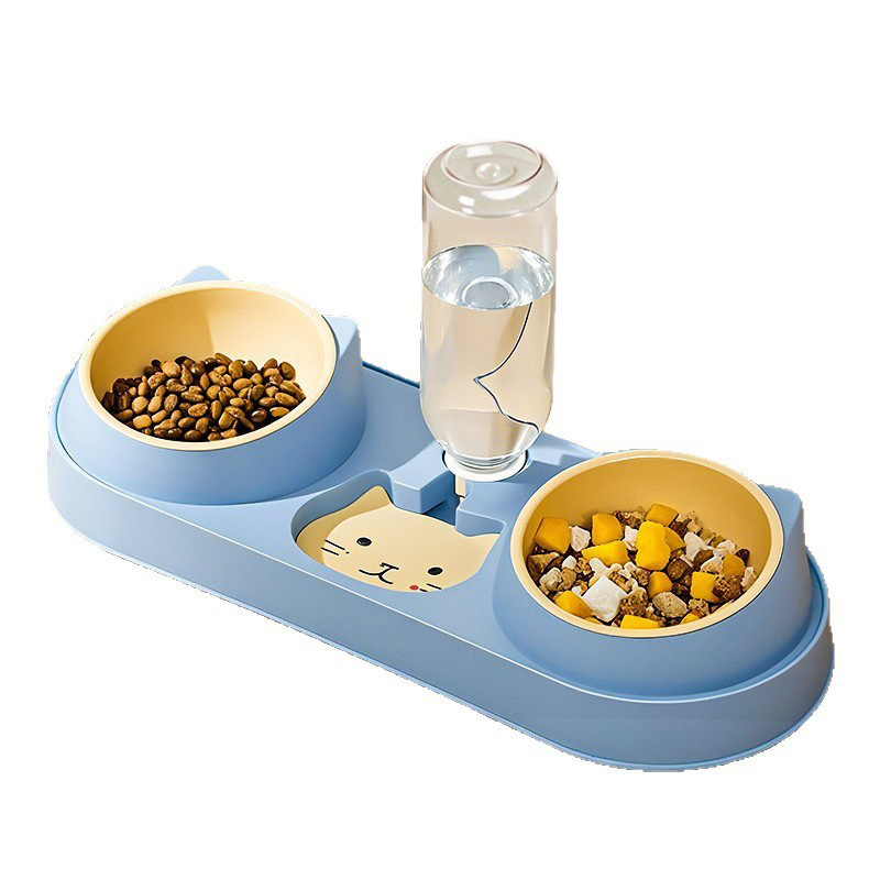 Σετ μπολ γάτας με αυτόματο ποτιστήρι νερού και μπολ φαγητού, τρία μπολάκια, αντιδιαρροικό σχέδιο, PP υλικό, μάρκα Beach