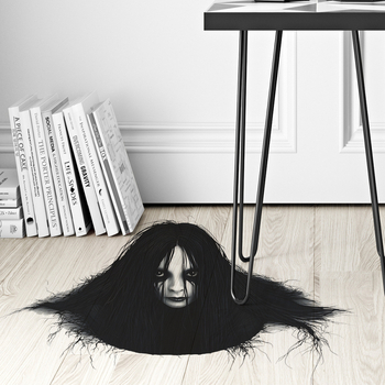 Αυτοκόλλητο τοίχου Halloween: Κεφάλι γυναικείου φαντάσματος για σαλόνι και υπνοδωμάτιο, PVC αυτοκόλλητο, επίπεδη μορφή, μοντέρνος μινιμαλιστικός διακοσμητικός