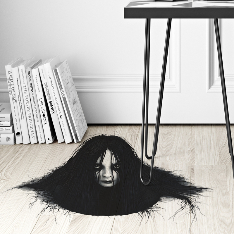 Αυτοκόλλητο τοίχου Halloween: Κεφάλι γυναικείου φαντάσματος για σαλόνι και υπνοδωμάτιο, PVC αυτοκόλλητο, επίπεδη μορφή, μοντέρνος μινιμαλιστικός διακοσμητικός