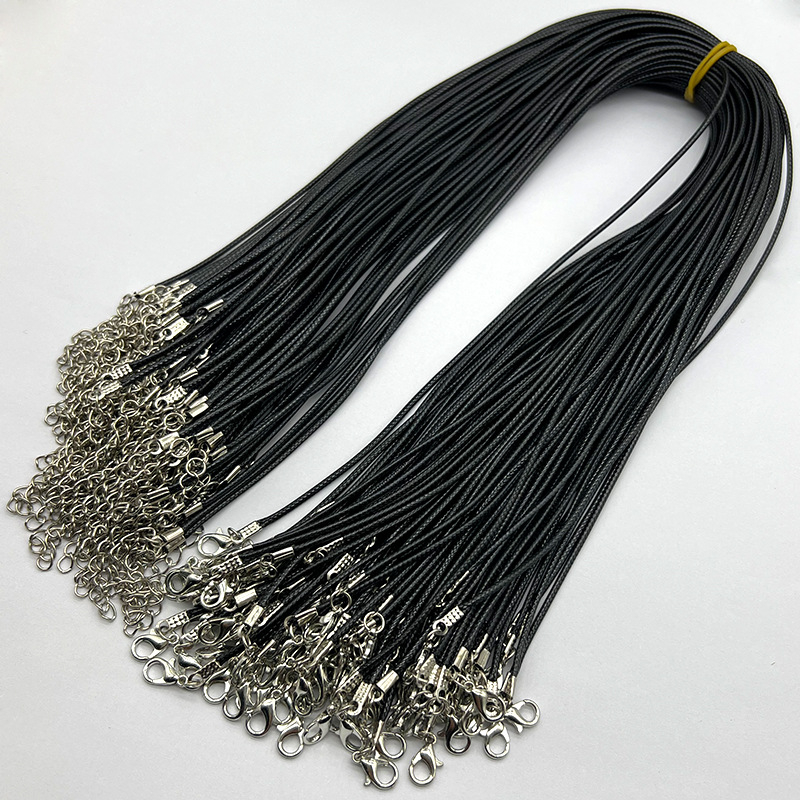 Colier cu șnur din piele cu piese metalice, placare electroplatină, Lei miao miao