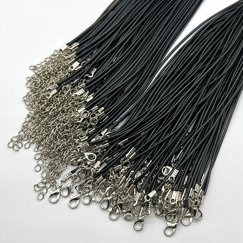 Colier cu șnur din piele cu piese metalice, placare electroplatină, Lei miao miao