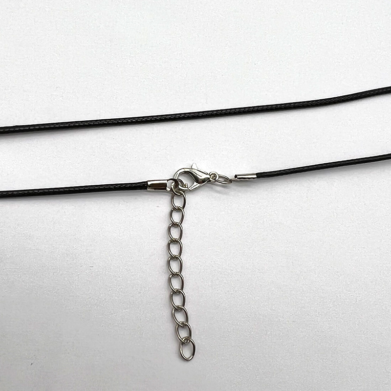 Colier cu șnur din piele cu piese metalice, placare electroplatină, Lei miao miao