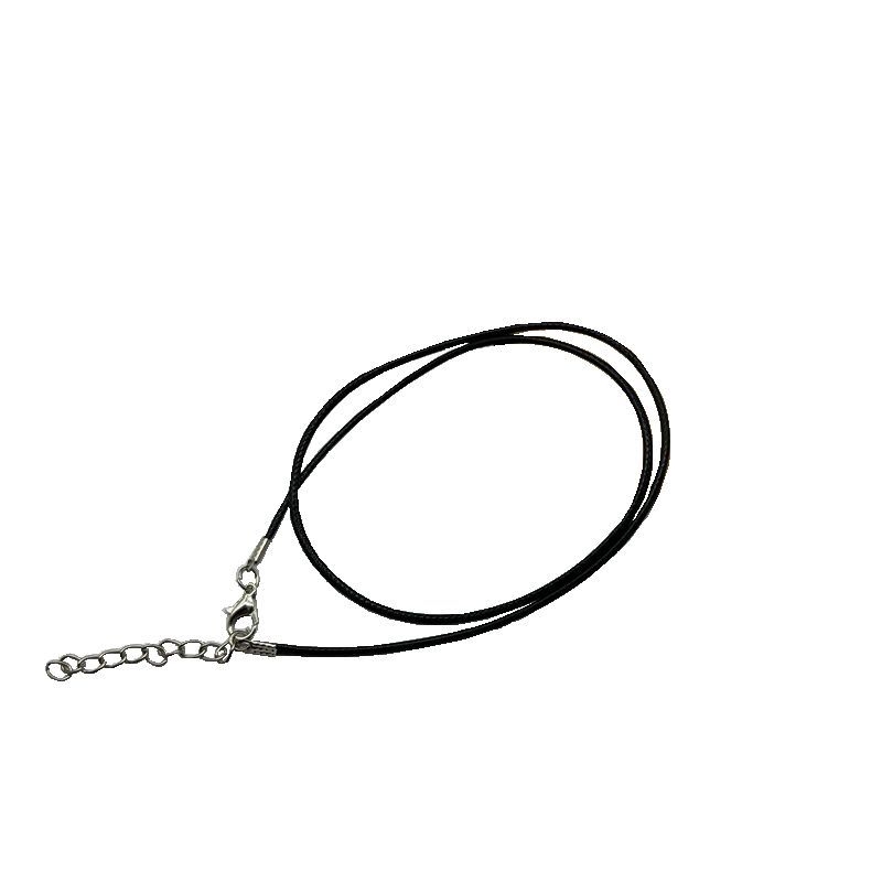 Colier cu șnur din piele cu piese metalice, placare electroplatină, Lei miao miao