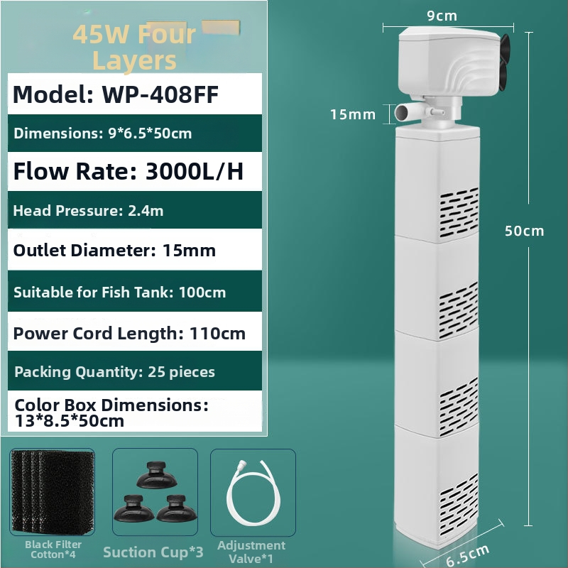 Kolm ühes akvaariumi filtreerimispump – vaikne cirkuleerimine, plastikust korpus, kaal 0.2–1 kg
