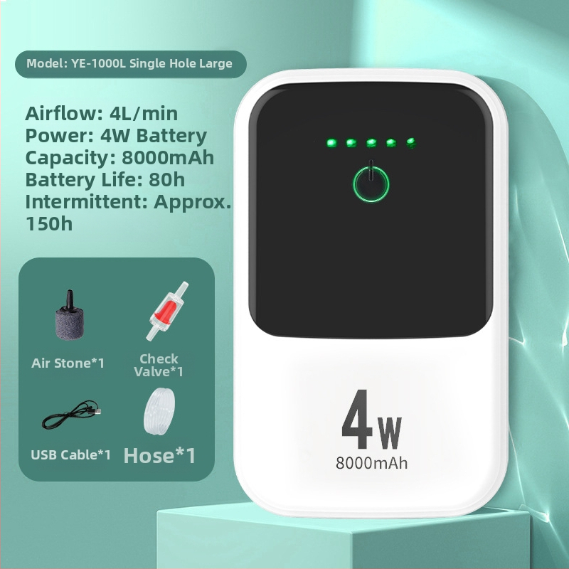 Įkraunama deguonies siurblys — nešiojamas, tylus, dviejų paskirčių skirtas lauko žvejybai ir namų žuvų auginimui