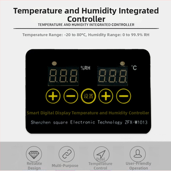 Digitálny regulátor teploty a vlhkosti pre inkubáciu, model W1013, s digitálnym displejom, rozsah -20°C až 80°C, HUATUO