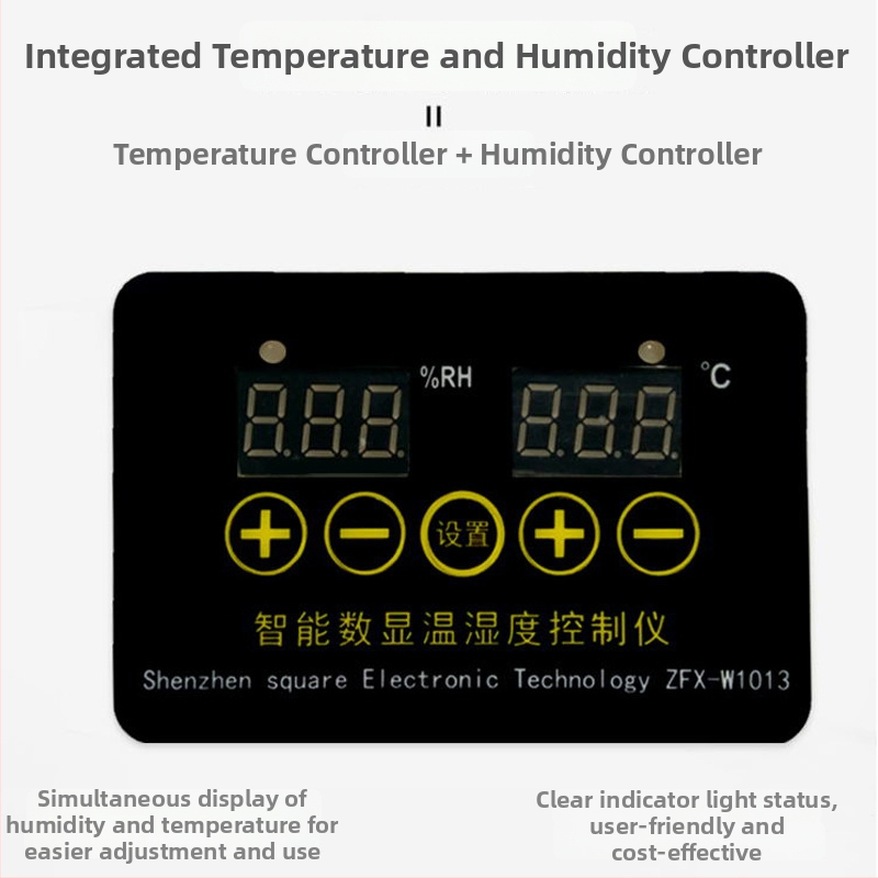 Digitálny regulátor teploty a vlhkosti pre inkubáciu, model W1013, s digitálnym displejom, rozsah -20°C až 80°C, HUATUO