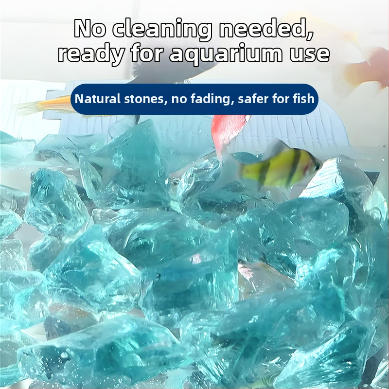 Nereguliarus stiklo akmuo sodo ir akvariumo dugno dekorui, 500 g, 1 vnt