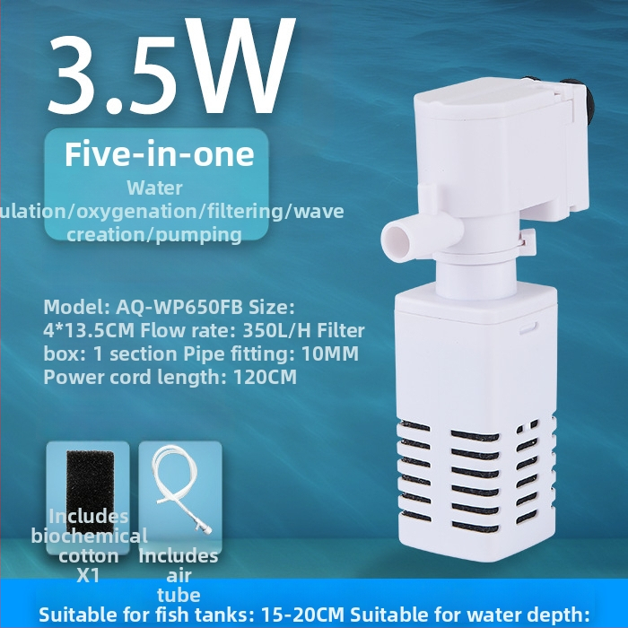 AQ Ugrađeni filtr za akvarij, tri u jedan pumpa za filtraciju s filterom vlakna, plastično kućište, cirkulacija vode