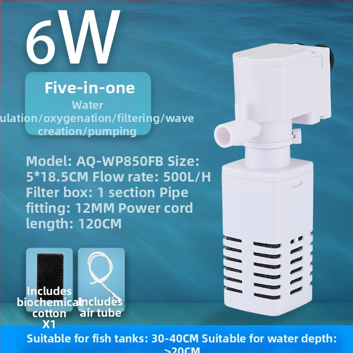 AQ Ugrađeni filtr za akvarij, tri u jedan pumpa za filtraciju s filterom vlakna, plastično kućište, cirkulacija vode