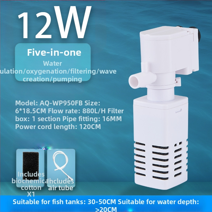 AQ Ugrađeni filtr za akvarij, tri u jedan pumpa za filtraciju s filterom vlakna, plastično kućište, cirkulacija vode