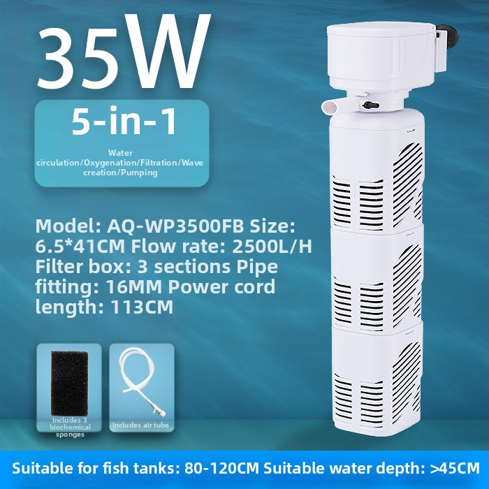 AQ Ugrađeni filtr za akvarij, tri u jedan pumpa za filtraciju s filterom vlakna, plastično kućište, cirkulacija vode