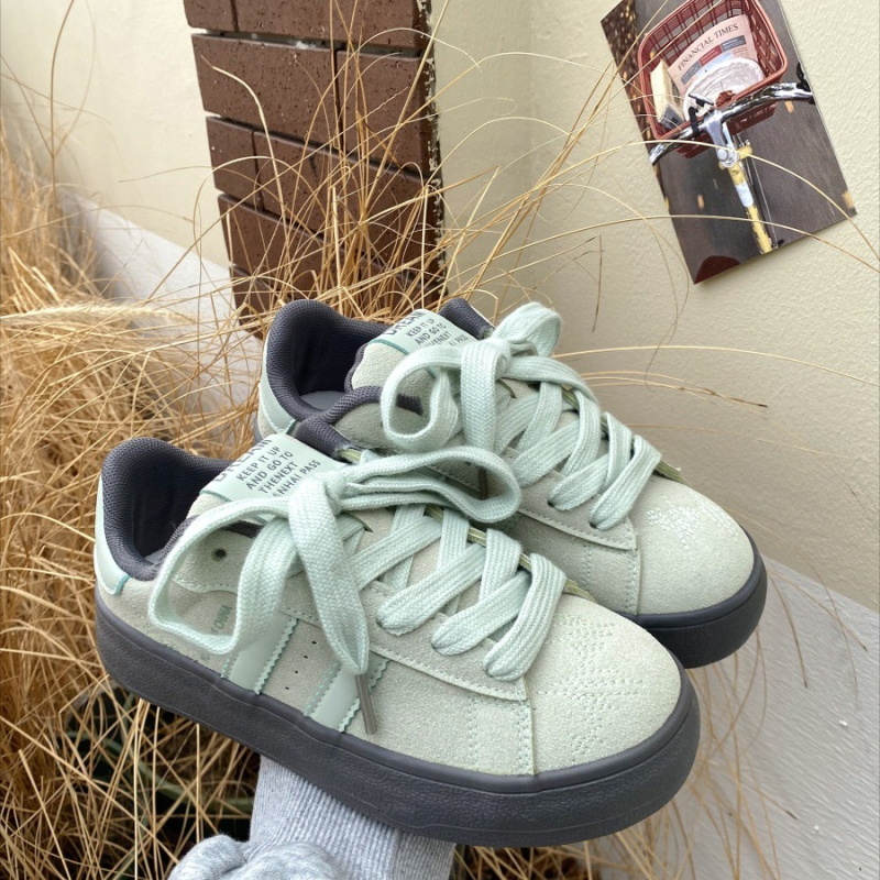 Naiste Korea stiilis vabaaja sportlikud jalanõud paksu tallaga, PU ülaosa, hingav võrkvooder, nöörid, madal profiil