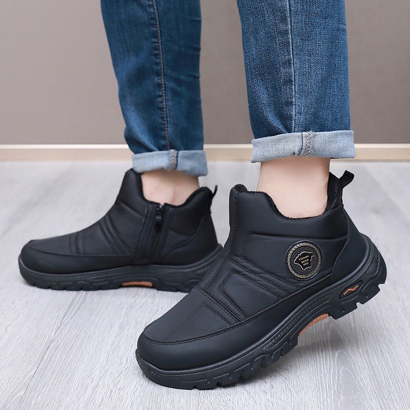 Papuci de iarnă pentru bărbați, cu căptușeală fleece, slip-on, anti-derapare și rezistenți la uzură