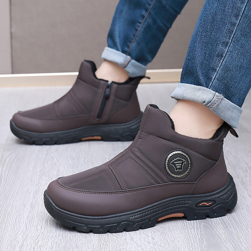 Papuci de iarnă pentru bărbați, cu căptușeală fleece, slip-on, anti-derapare și rezistenți la uzură