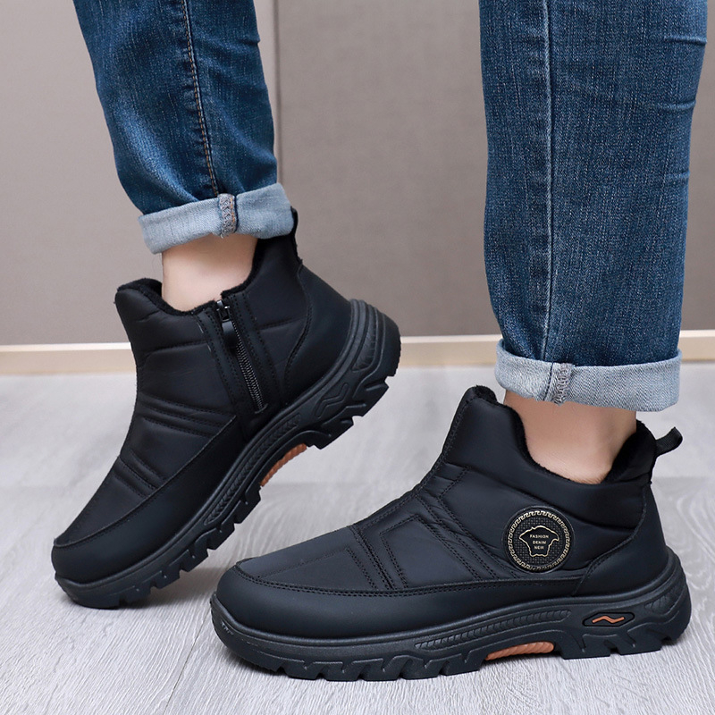 Papuci de iarnă pentru bărbați, cu căptușeală fleece, slip-on, anti-derapare și rezistenți la uzură