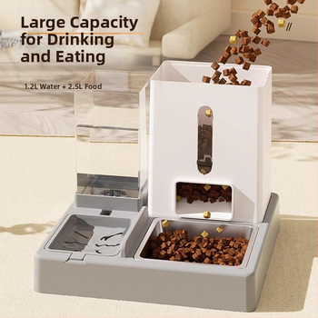 Automatický kŕmít mačky s dvojitými miskami, PP a PET, doplnky pre domáce zvieratá