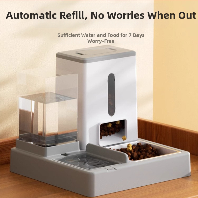 Automatický kŕmít mačky s dvojitými miskami, PP a PET, doplnky pre domáce zvieratá
