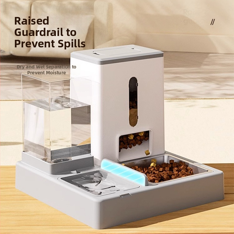 Automatický kŕmít mačky s dvojitými miskami, PP a PET, doplnky pre domáce zvieratá