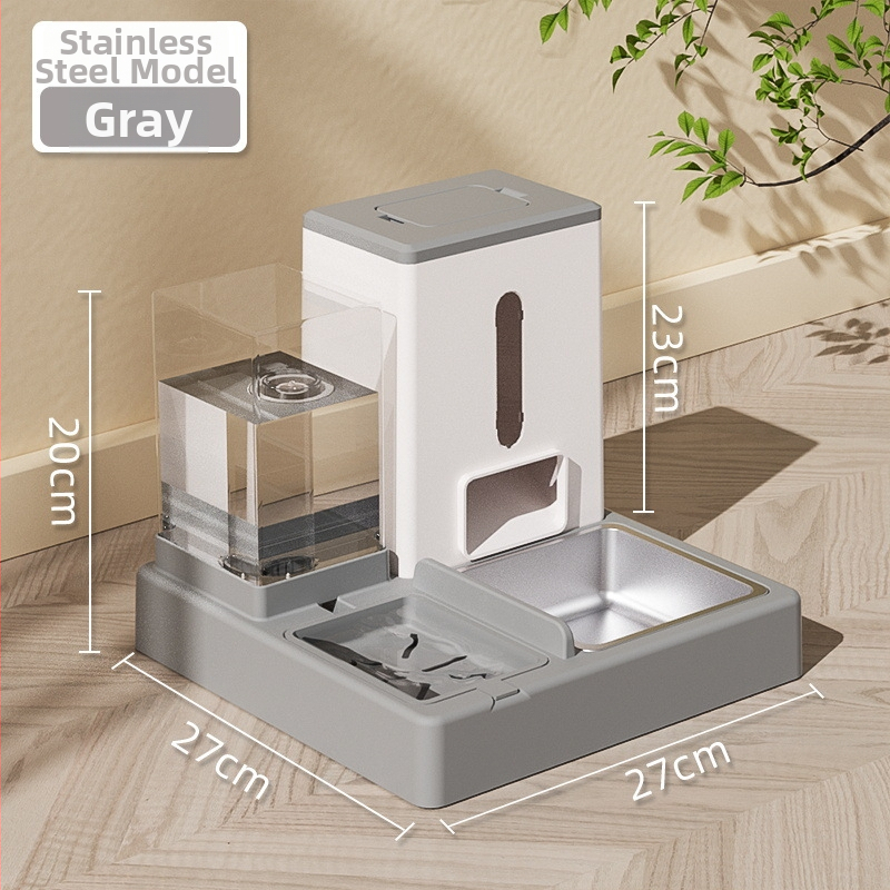 Automatický kŕmít mačky s dvojitými miskami, PP a PET, doplnky pre domáce zvieratá