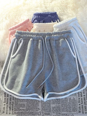 Корейски ежедневни спортни къси панталони за жени, свободен широк крак, дължина 3/4, висок талия, памук-полиестер смес, лято 2025