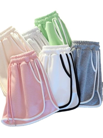 Корейски ежедневни спортни къси панталони за жени, свободен широк крак, дължина 3/4, висок талия, памук-полиестер смес, лято 2025