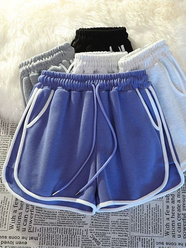 Корейски ежедневни спортни къси панталони за жени, свободен широк крак, дължина 3/4, висок талия, памук-полиестер смес, лято 2025