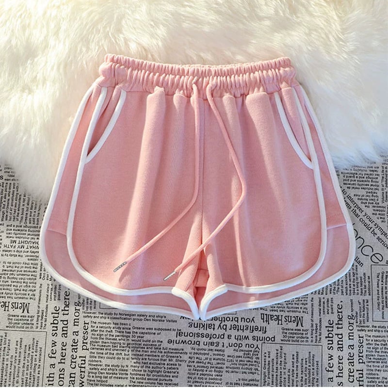 Корейски ежедневни спортни къси панталони за жени, свободен широк крак, дължина 3/4, висок талия, памук-полиестер смес, лято 2025