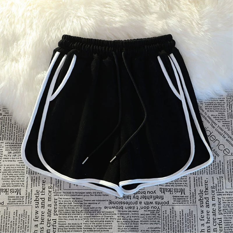 Корейски ежедневни спортни къси панталони за жени, свободен широк крак, дължина 3/4, висок талия, памук-полиестер смес, лято 2025