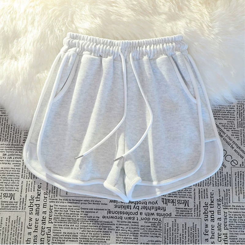 Корейски ежедневни спортни къси панталони за жени, свободен широк крак, дължина 3/4, висок талия, памук-полиестер смес, лято 2025