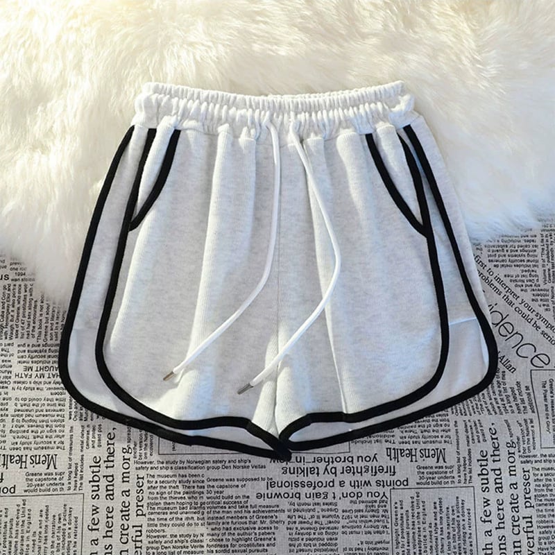 Корейски ежедневни спортни къси панталони за жени, свободен широк крак, дължина 3/4, висок талия, памук-полиестер смес, лято 2025