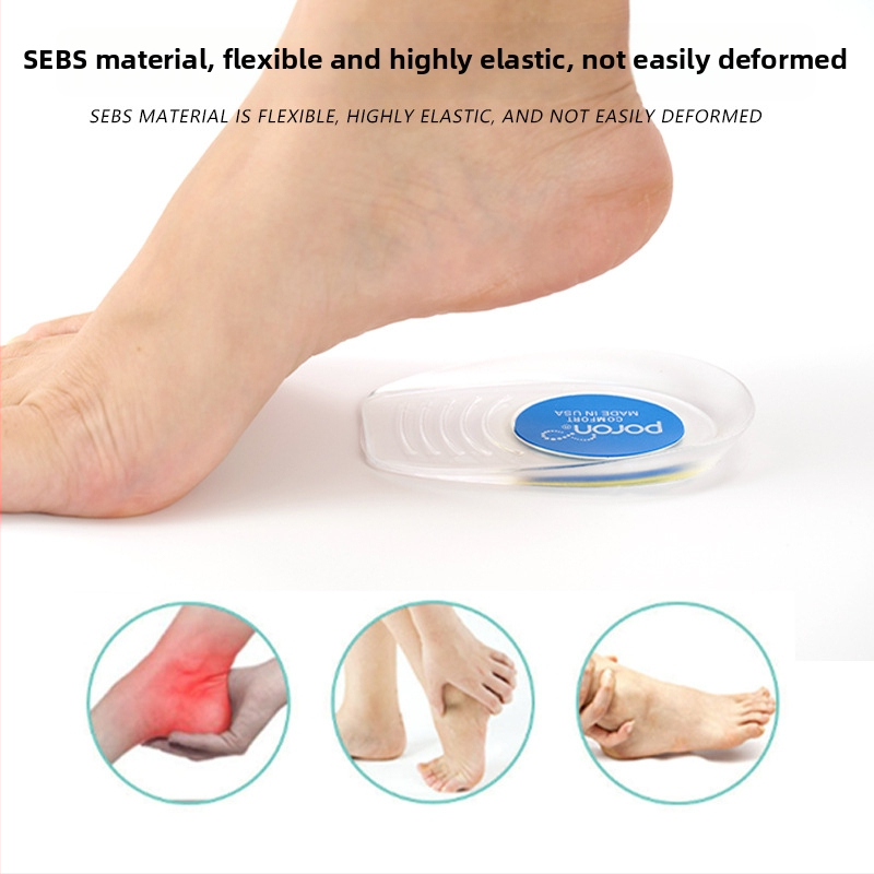 Paslėptas kulno gelinis įdėklas, pakelia aukštį, prakaito sugėriantis, pusės įdėklas sportiniams, odiniams ir kasdieniams batams