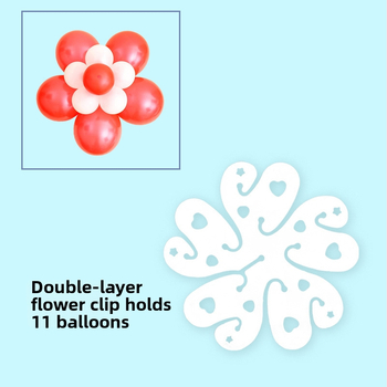 Baliono laikiklis dekoracijoms, slyvų žiedo formos, dviejų sluoksnių sustiprintas dizainas, iš plastiko, su spausdintu logotipu