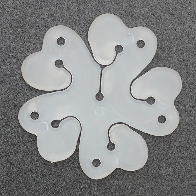 Baliono laikiklis dekoracijoms, slyvų žiedo formos, dviejų sluoksnių sustiprintas dizainas, iš plastiko, su spausdintu logotipu