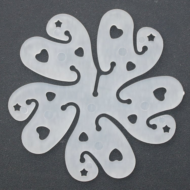 Baliono laikiklis dekoracijoms, slyvų žiedo formos, dviejų sluoksnių sustiprintas dizainas, iš plastiko, su spausdintu logotipu