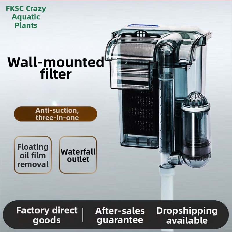 Nástenný externý filter do akvária s 3-v-1 vodopádovou aeráciou a cirkuláciou pre malé sladkovodné ryby (plast; bez nastavovania frekvencie; tichý chod)
