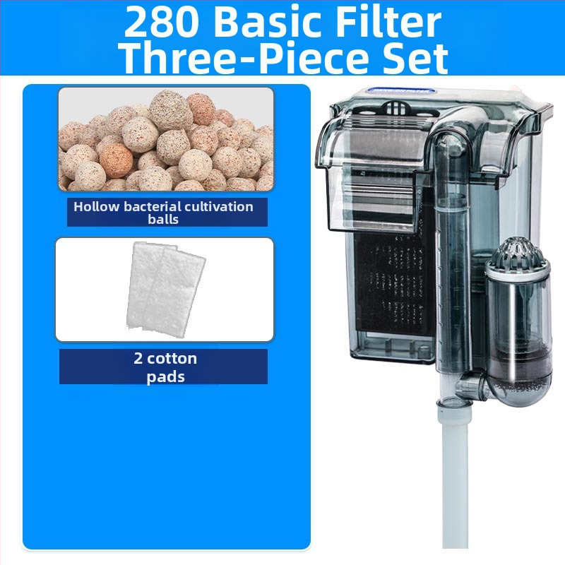 Nástenný externý filter do akvária s 3-v-1 vodopádovou aeráciou a cirkuláciou pre malé sladkovodné ryby (plast; bez nastavovania frekvencie; tichý chod)