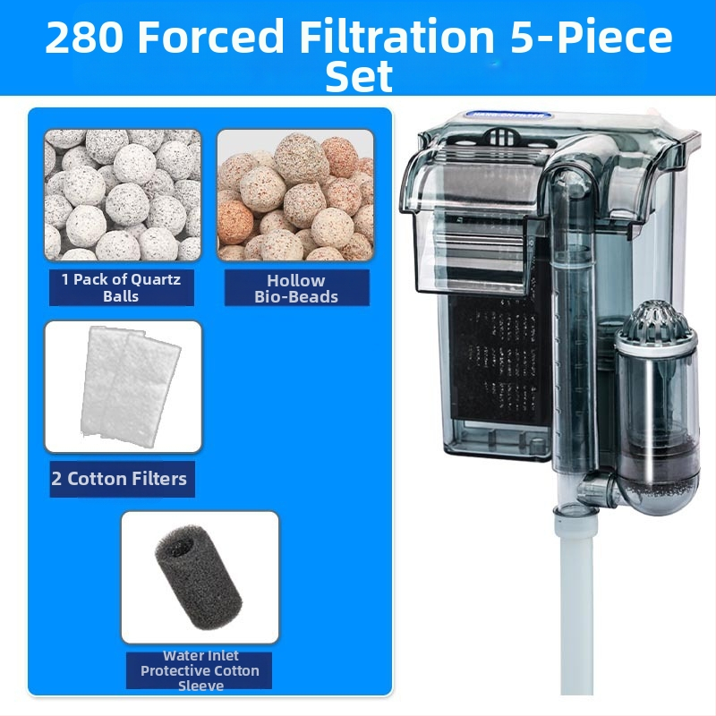 Nástenný externý filter do akvária s 3-v-1 vodopádovou aeráciou a cirkuláciou pre malé sladkovodné ryby (plast; bez nastavovania frekvencie; tichý chod)