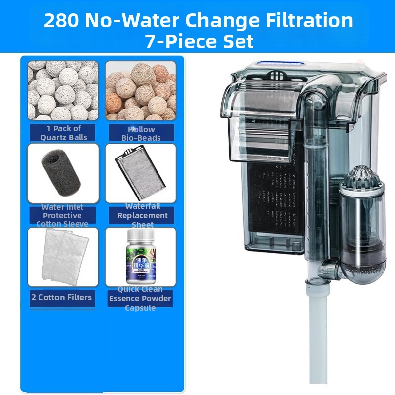 Nástenný externý filter do akvária s 3-v-1 vodopádovou aeráciou a cirkuláciou pre malé sladkovodné ryby (plast; bez nastavovania frekvencie; tichý chod)