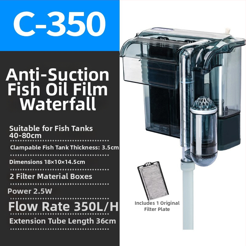 Nástenný externý filter do akvária s 3-v-1 vodopádovou aeráciou a cirkuláciou pre malé sladkovodné ryby (plast; bez nastavovania frekvencie; tichý chod)