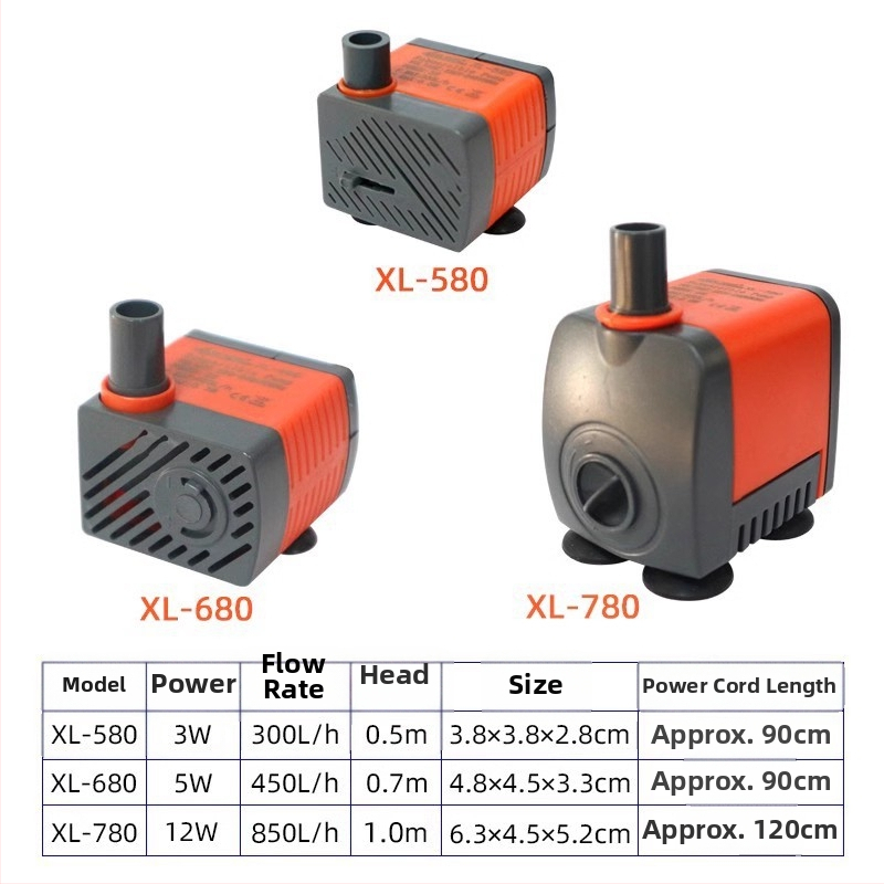 Sukelduv akvaariumpump, äärmiselt vaiks, kompaktne ringluspump ja purskkaevupump, 3W/5W, plastik, 0,5 kg