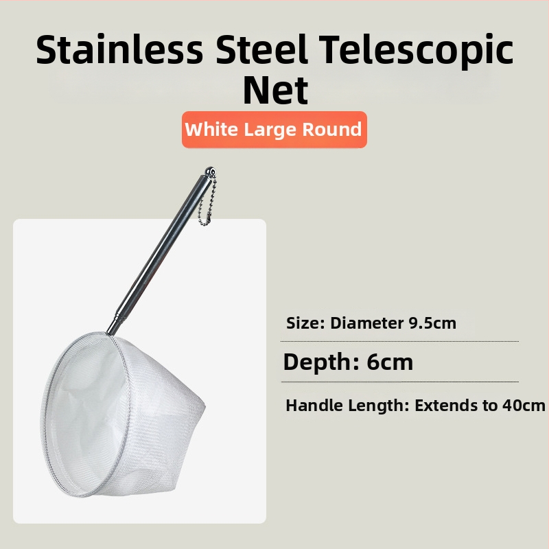 Nerūdijančio plieno sulankstomas žvejybos tinklas su ilga rankena, apvalios ir kvadratinės formos (50 g)