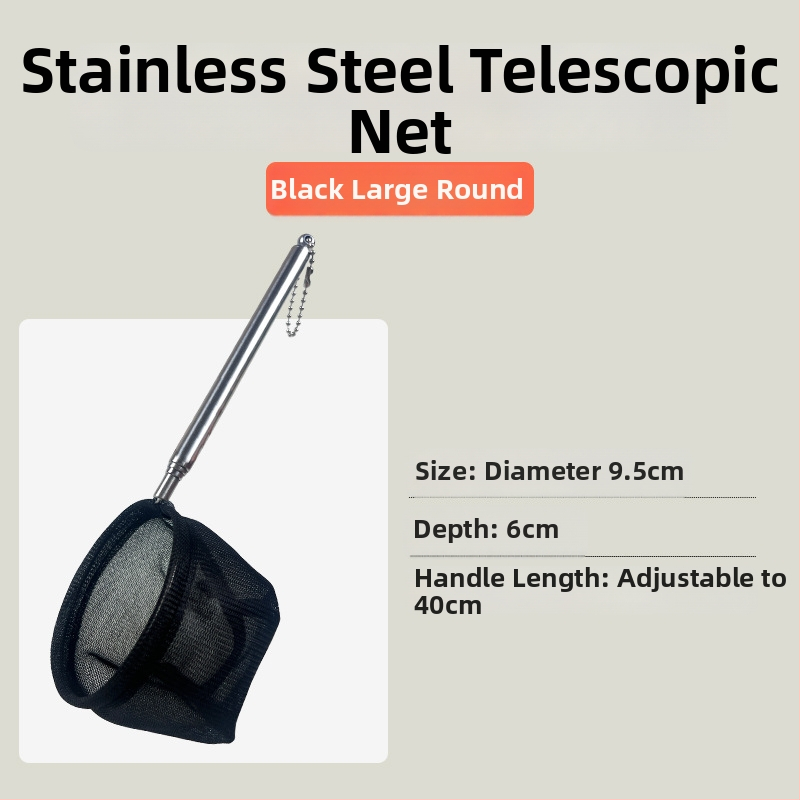 Nerūdijančio plieno sulankstomas žvejybos tinklas su ilga rankena, apvalios ir kvadratinės formos (50 g)