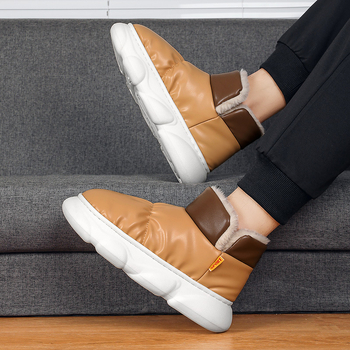 Papuci de interior unisex pentru iarnă, partea superioară Tarpaulin, talpă EVA, talpă groasă pentru confort cald acasă