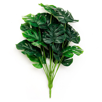 Mesterséges növény nagy zöld levelekkel — fajta szimulált növény, műanyagból; használat: esküvők, szabadtér, fotórekviziták, otthoni dekoráció; Márka Xiang Qing; Feldolgozás: Egyéb